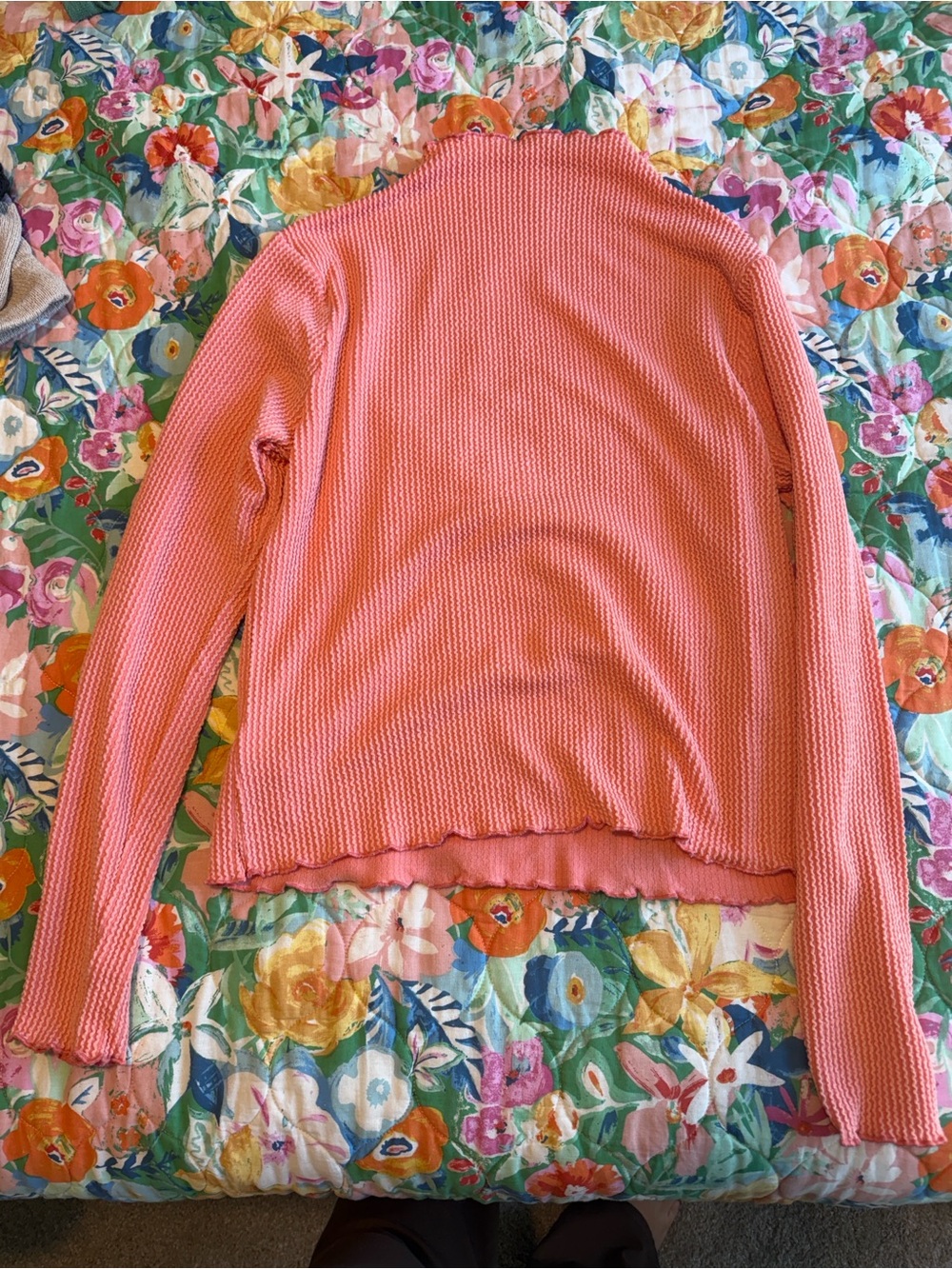 Zenana Outfitters Coral Pink Lightweight Long-Sleeve Knit Top